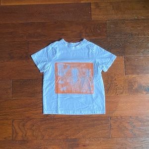 Screen Print Band Graphic Orange and White Baby Tee